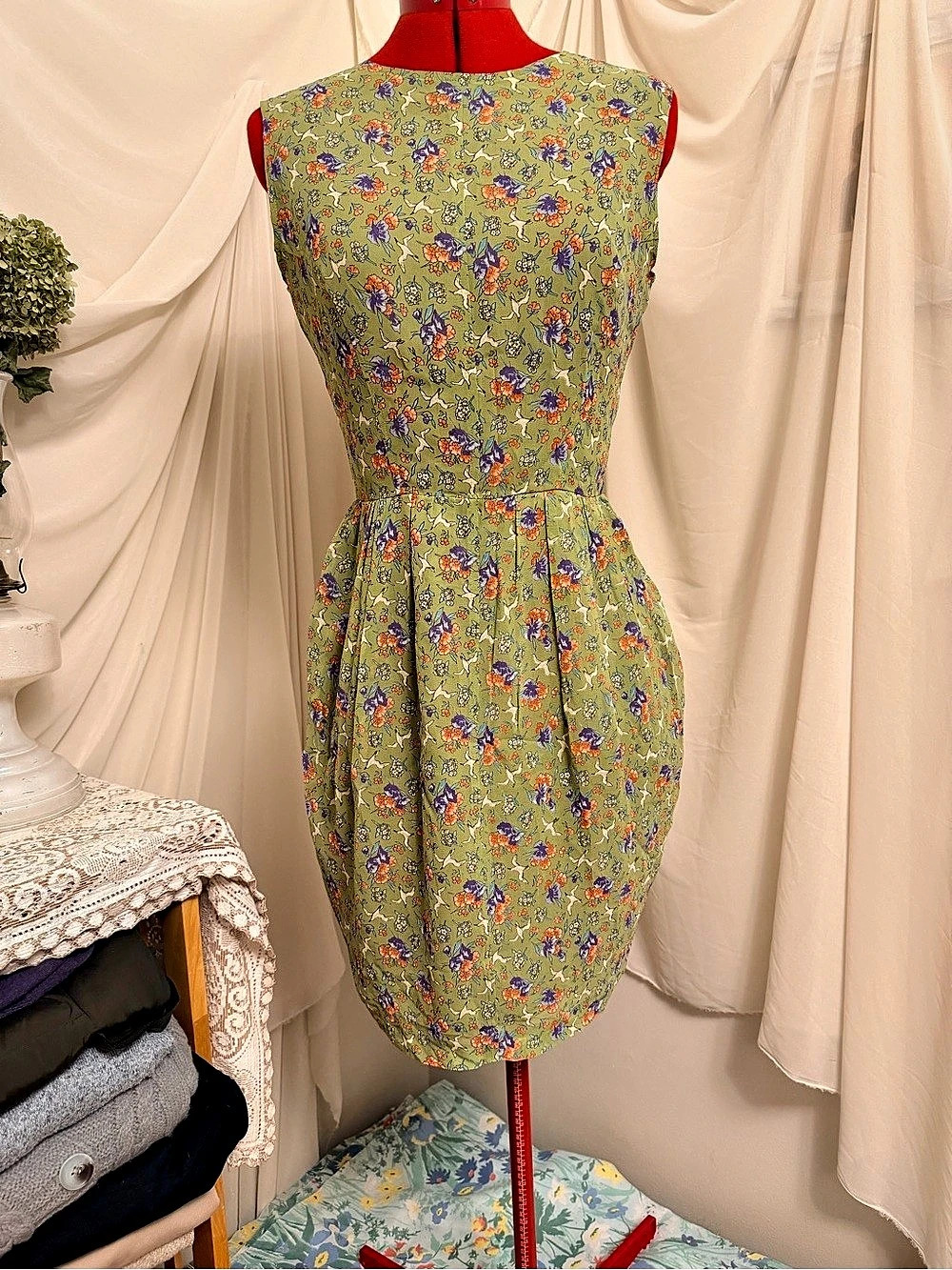 1986 • Vintage Oliver by Valentino Bird & Floral Print Day Dress Size IT 44 US 8